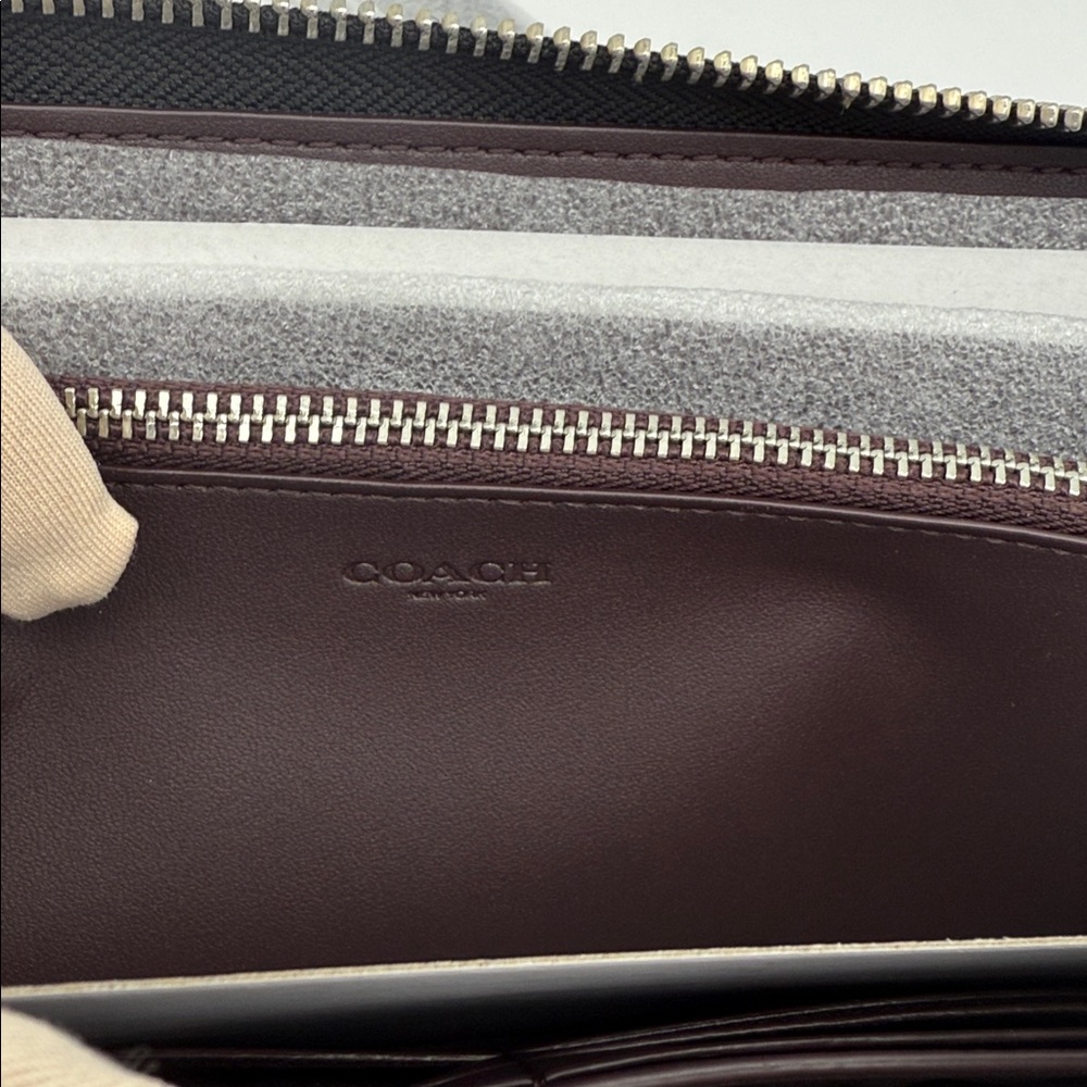 Coach Long Zip Around Wallet With Butterfly Print Black Silver - Picture 8 of 15